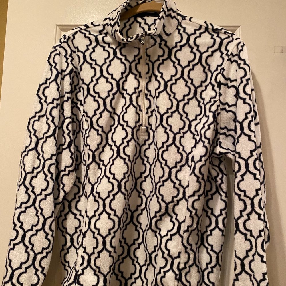 Lands' End Black and White Quarter Zip Fleece